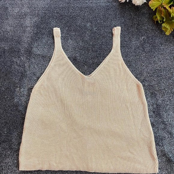 Solid Knit Women Sleeveless Top, Small, Cream - Picture 1 of 5